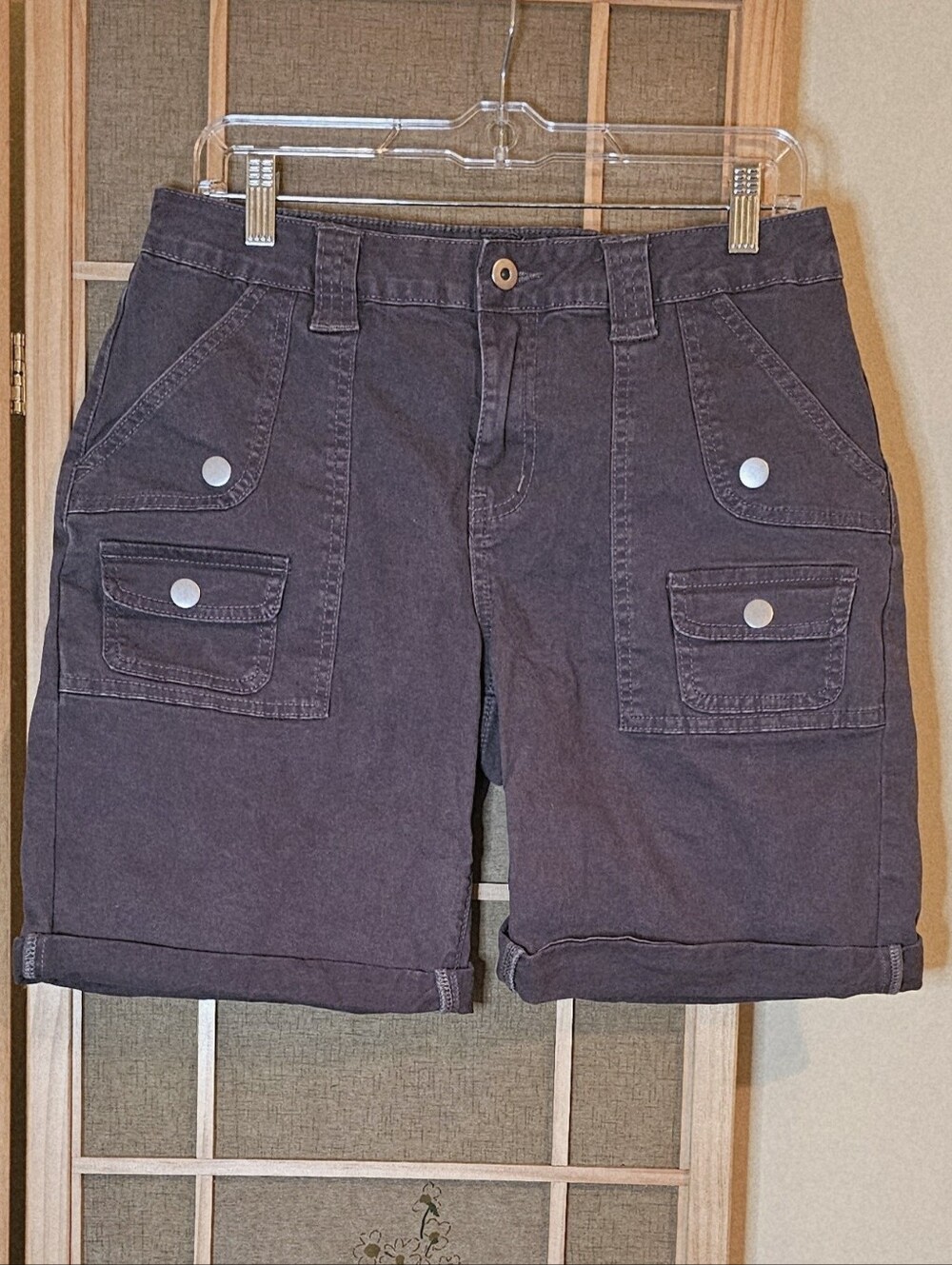 Flamingals Stretch Twill Cargo Bermuda Shorts Cuffed Brown L